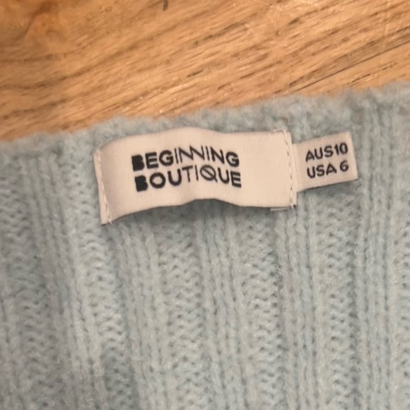 Beginning Boutique Elsa Blue Rib Knit Bolero - Picture 3 of 4